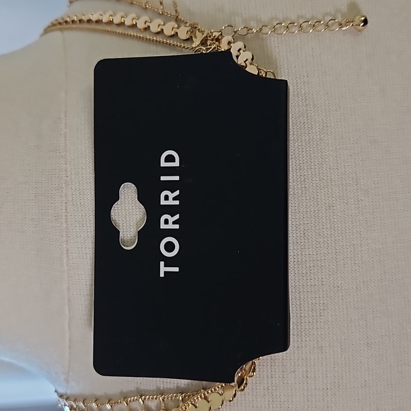 Torrid Gold Toned Layered Necklace & Navy Blue Disk - Picture 4 of 4